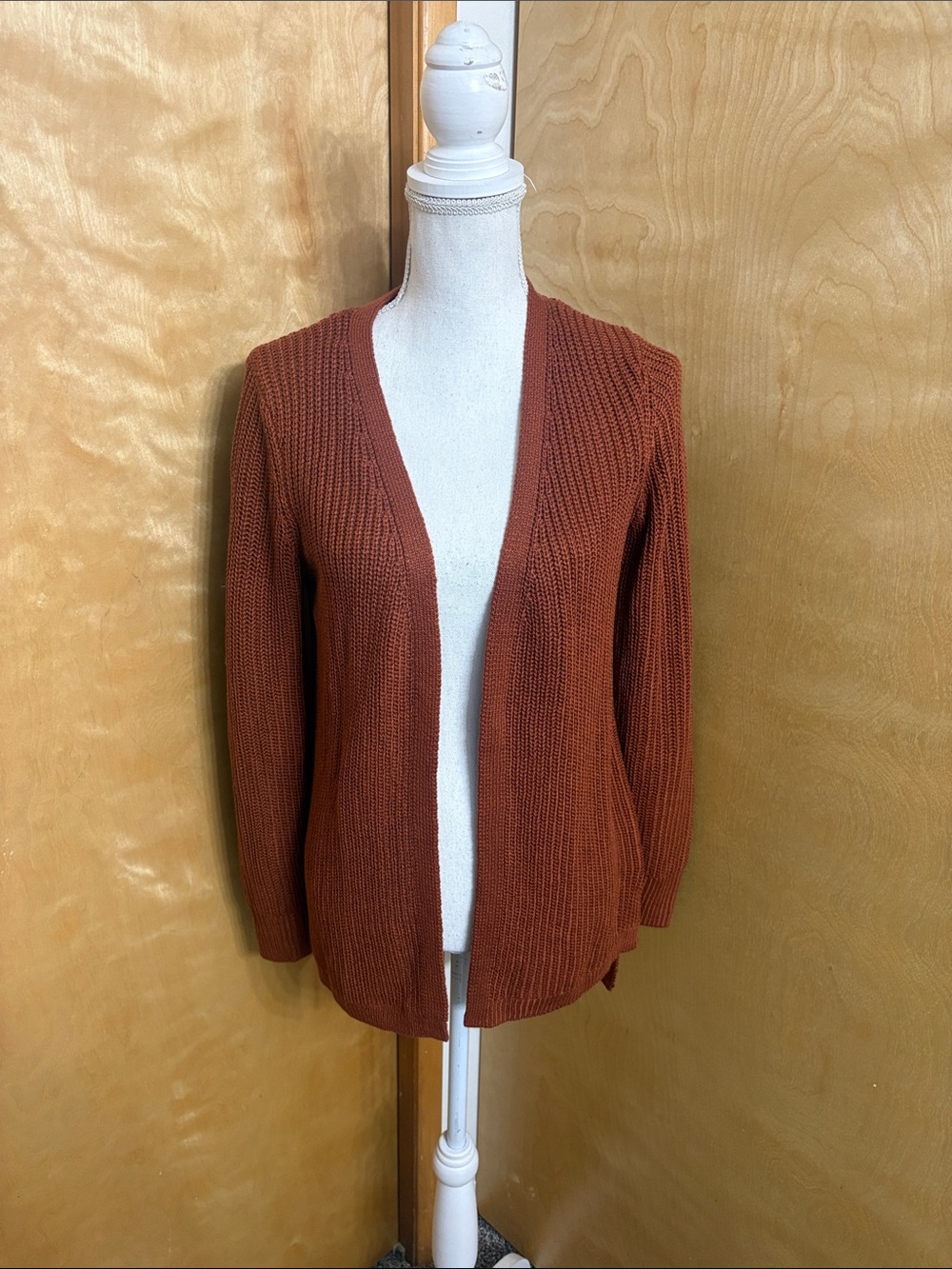 NWT Pinque From Stitch Fix Artisan Rust Criss Cross Back Open Front Cardigan S